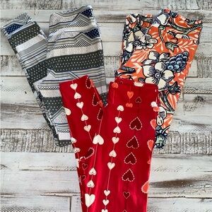 LuLaRoe Red and Gray Leggings Set Vibrant and Comfortable
